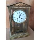 Antique Brass Mantel Clock - 11 1/2" x 7" x 5 1/4".