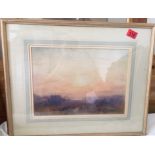 William Woolard Watercolour "The finish of a Glorious Day" - actual Watercolour 14 1/2" x 10 1/2".