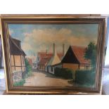 Antique Swedish Oil Painting by (Svend Niele ?) from Bornholm Island - actual oil 68cm x 48cm.