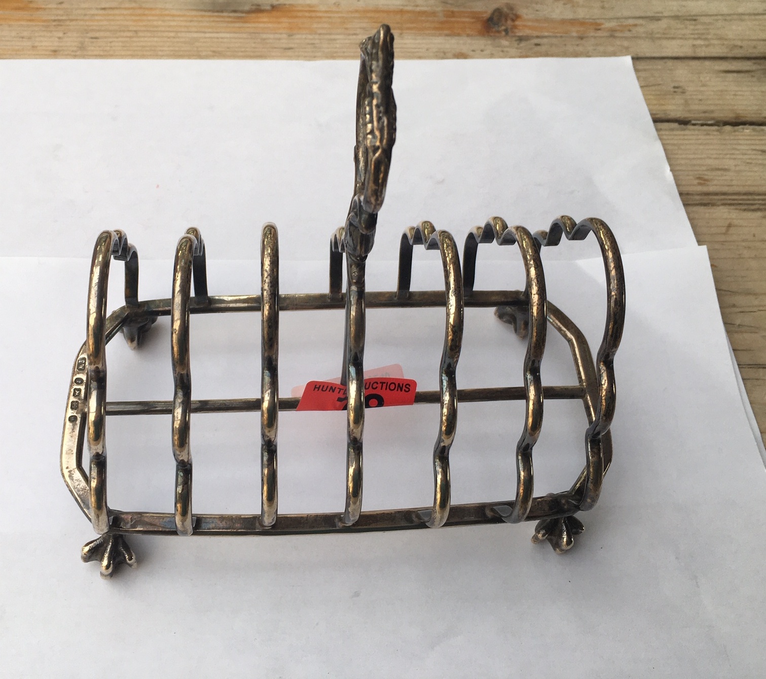 Antique Victorian 6 Slice Silver Toast Rack - 7" long and 6 1/2" tall - 312 grams.