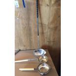 Trio of Antique Silver Ladles and Sifters - 15 1/2", 9 1/4" and 6 3/4" .