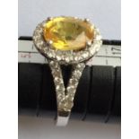 14 karat Gold Yellow Sapphire and Diamond Ring (UK size K) set with 2.77 carat Sapphire&0.72 ct dia.