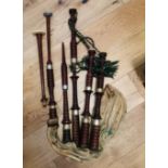 Set of Vintage Mid Size Bagpipes - Bass Drone 24 3/4" long from bag with a R G Lawrie Chanter.