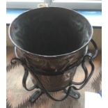 Antique Arts&Crafts Copper and Wrought Iron Coal Bucket - 16" tall and 14" at widest.