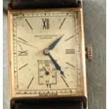 Vintage Bravington's London Gent 9 karat Gold Watch - face 30mm x 25mm - working condition.