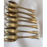 Lot of 7 Large Georgian Silver Spoons - 9" long - total weight 685 grams.