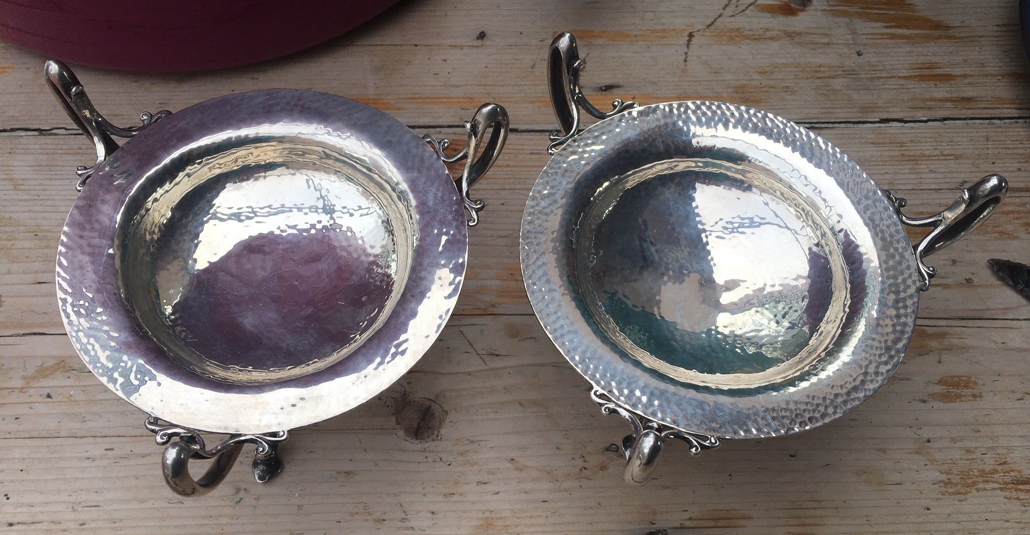 Antique Pair of Art&Crafts Silver Comport Dishes with Glasgow Hallmarks for 1905 - 655grams.