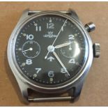 Vintage Lemania Military Chronograph Watch - case 41mm diameter - working.