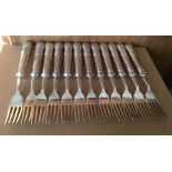 Garrard&Co Ltd Silver Kings Pattern Forks Lot of 12 - 7 3/4" long - weight 645 grams.