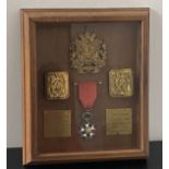 Framed Order and insignia of Commandant Gustave Alexandre Gustave-Poulain-French Army.