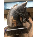 Antique/Vintage? Carved Wooden Horse Head on Stand - 22 1/2" tall and 17" at the widest.