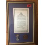 Framed Boer War QSA 4 Bar Medal to a 4876 PTE J.ARBUCKLE 2ND DRAGOONS plus Boer Medal&Silk Scroll.