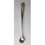 Scottish Provincial Silver John keith Banff long handled Condiment Spoon with Crest - 6 1/2" long.