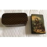 Antique Pictorial Tartan Ware Snuff Box "Macdonnell of Glengarry" 88mm x 58mm plus other Snuff Box.