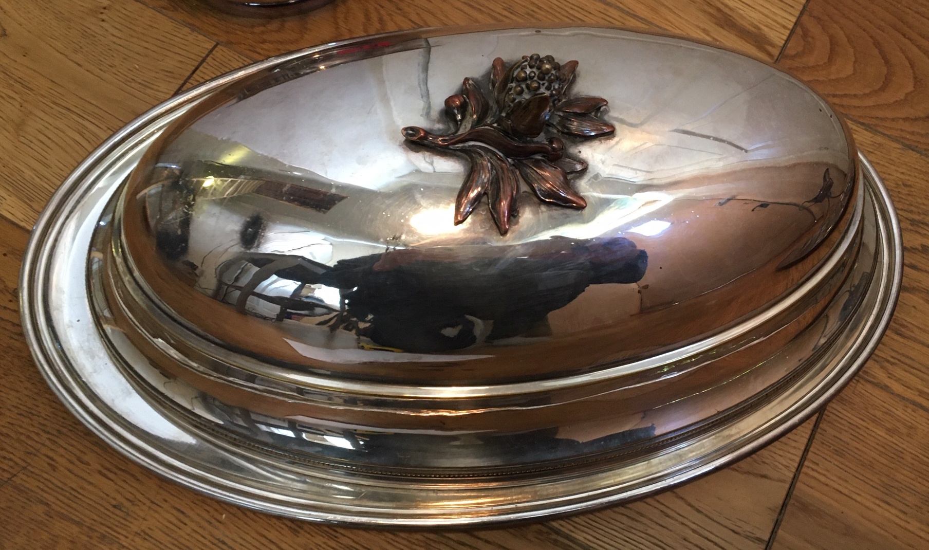 Lot of 3 Items of Silver Plate - Meat Platter/Cover-Ice Bucket and Sauce Server. - Image 2 of 9