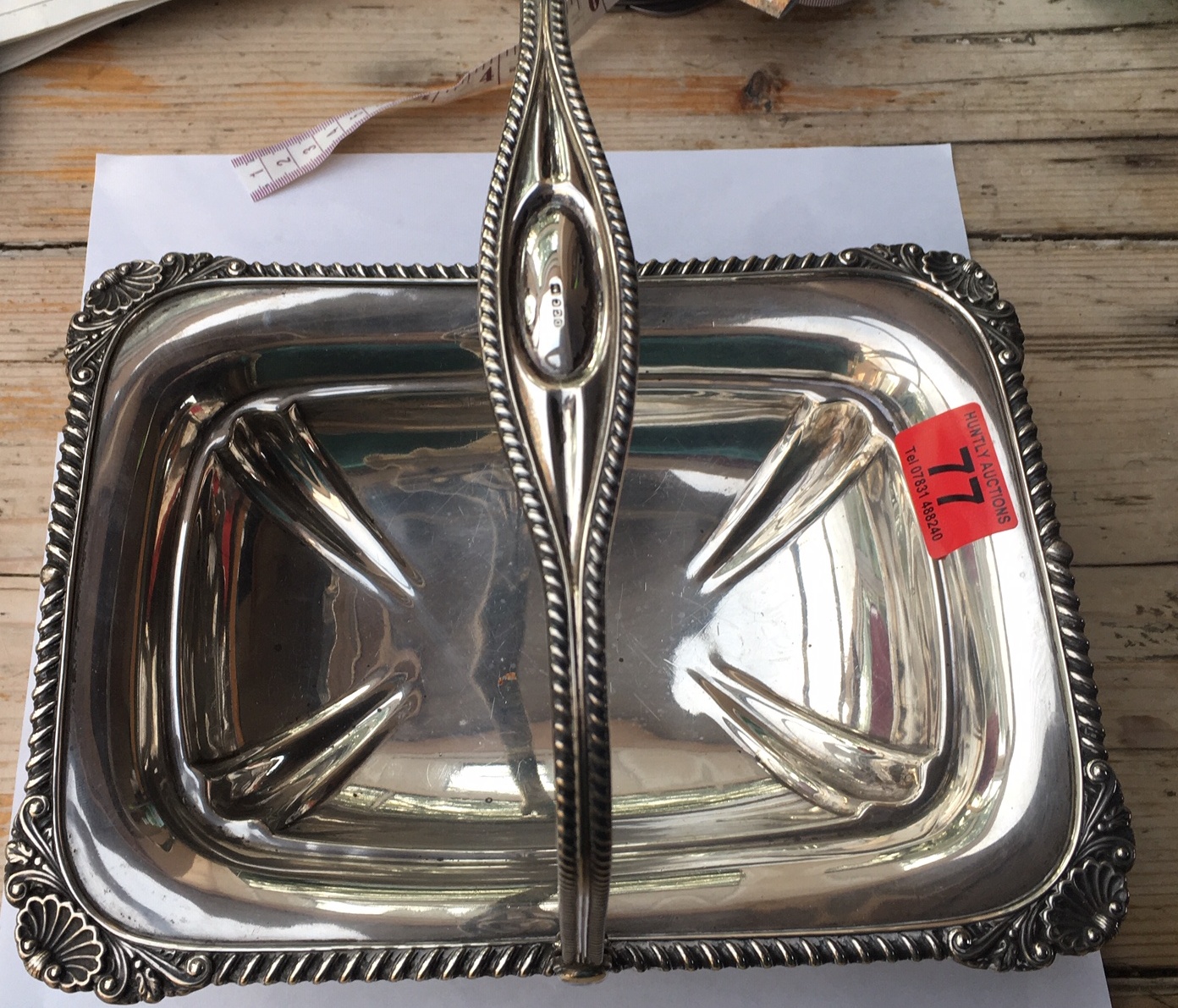 Vintage Silver Basket 10" x 8" x *8" handle up - 802 grams.