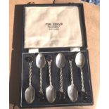 John Fraser Inverness Vintage Boxed Set of Silver and Citrine Topped Spoons - 4 3/4" long.