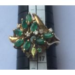 Vintage 9ct Gold and Gemstone Ring - UK size (L) head size 17mm x 17mm - 3.85 grams.