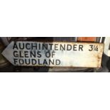 Vintage Aberdeenshire Road Sign - Glens of Foudland - 42" x 11".