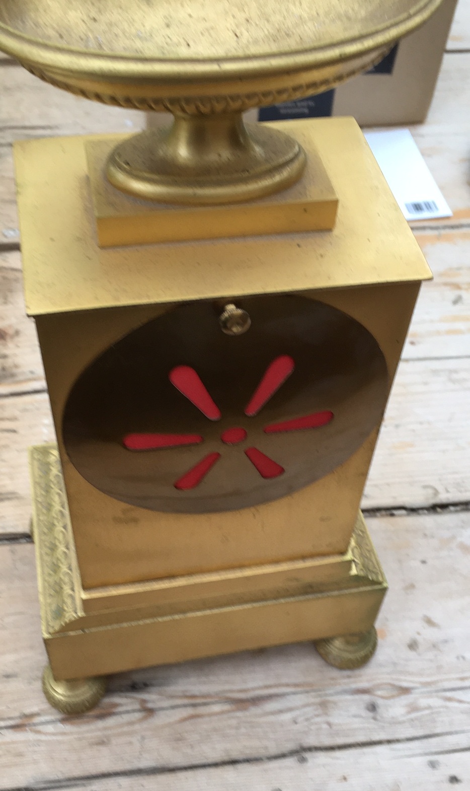 Antique Yellow Metal French Clock - 12" x 6 1/2". - Image 5 of 5