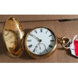 Antique 18 karat Gold Full Hunter Pocket Watch - 124 grams total weight.