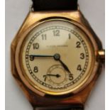 Vintage c1930 Rolex Oyster 9ct Gold Octagonal Cased Watch -31mm - working order.