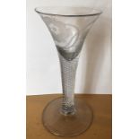 Antique Jacobean Air Twist Glass 6 1/2" (16.6cm) tall with Rose Pattern.