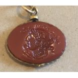 Antique Intaglio Seal - 21.5mm x 16mm with Yellow Metal surround - 3.25 grams.