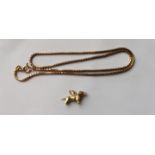 Vintage 9ct Gold Chain (15 inch) - 6.1 grams with 9ct Gold Dog Charm (18mm long) - 2.4 grams