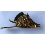 Antique Brass Boars Head Pen Wipe/Paper Clip - 4 3/4" long.