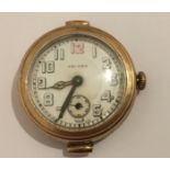 Antique Arcadia 14k Gold Cased Wristwatch in an working order - 19.7 grams total weight.