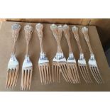 Garrard&Co Ltd Lot of 12 Solid Silver Forks - 7 1/4 (187mm) long - total weight approx 796 grams.