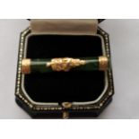 Antique New Zealand 9ct Gold and Nephrite Bar Brooch - 45mm x 7mm.