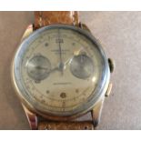 Vintage 18 karat Gold Gents Swiss Chronograph Watch - 37.5mm case - working.