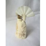 Antique Japanese Meiji period Okimono Figure of a Geisha Girl with Fan - 67mm high and 49 grams.