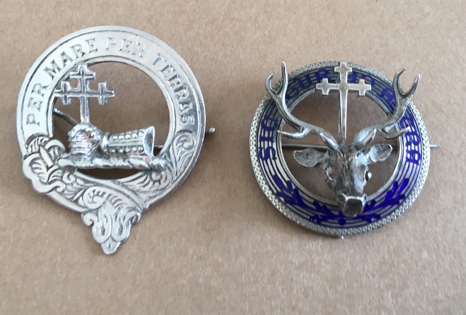 Lot of 2 Antique Scottish Clan Badges - one which is marked JF Inverness.