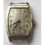 Vintage Gents Silver Wristwatch - 40mm x 24mm - working order and white metal Whistle - working.