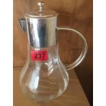 Vintage Asprey of London Silver Plated and Glass Lemonade Pitcher 9 1/2" tall and 7" at the widest.