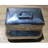 Vintage Lidded Silver Box with Dog Crest - 3 1/2" x 3 1/2" x 2 1/2" - 188 grams.