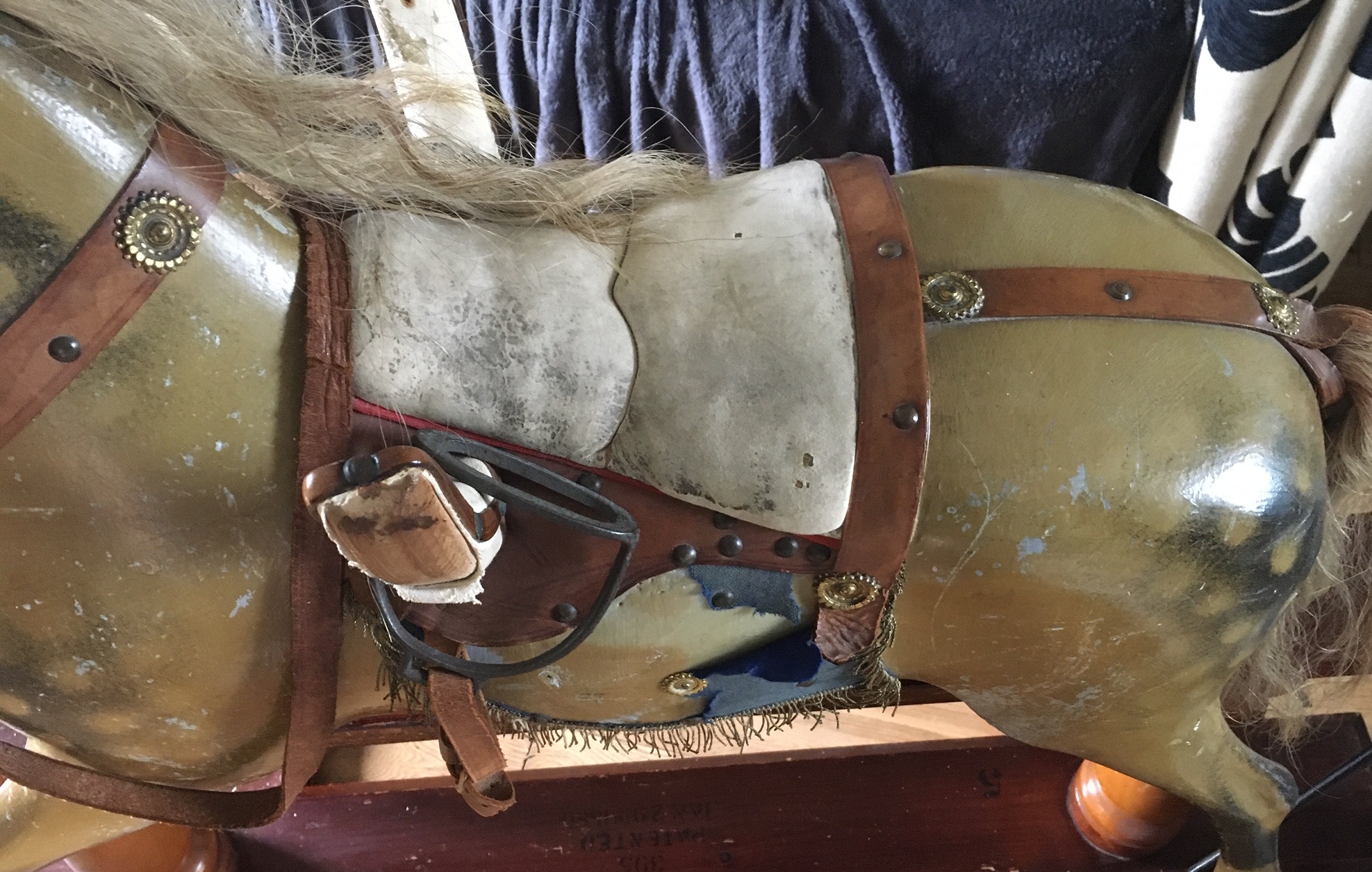 F H Ayres attributed Antique Rocking Horse with stamped 1880 patent - Stand 50" long - height 39.5" - Image 8 of 28