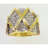 14K yellow gold diamond set ring, 8.3g , Size N