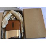 Vintage Boxed Silver Plated Hip Flask - 5 1/4" tall x 3 1/4" wide.