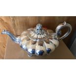 Antique George 1V Sterling Silver Pumpkin Teapot-London 1829 by Edward-John&William Barnard-730 gr.