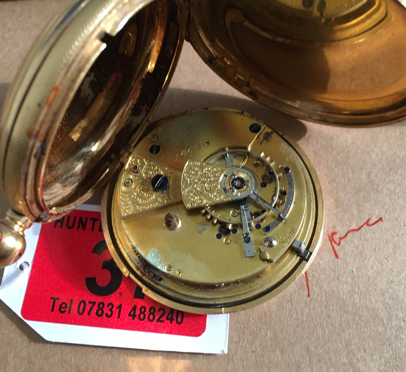 Antique 18 karat Gold Full Hunter Pocket Watch - 124 grams total weight. - Image 3 of 6