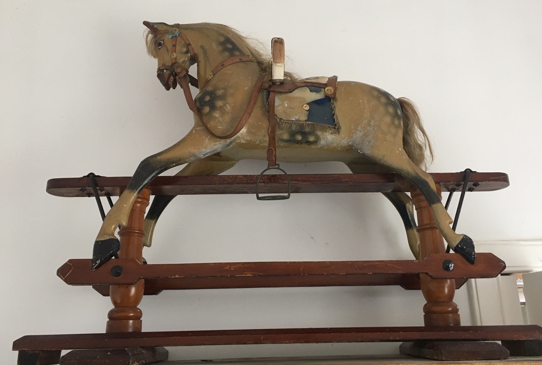 F H Ayres attributed Antique Rocking Horse with stamped 1880 patent - Stand 50" long - height 39.5" - Image 28 of 28