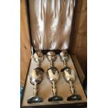 Garrard&Co Ltd Boxed Queen Elizabeth 11 Silver Jubilee set of 6 Silver Goblets - 1005 grams.