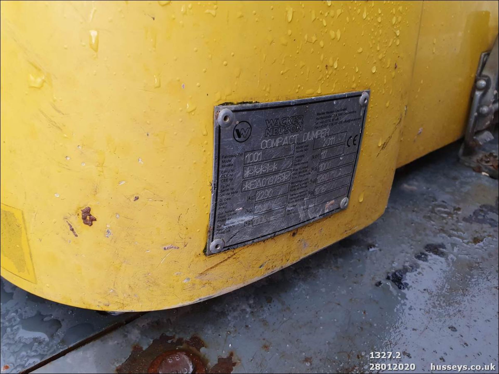 WACKER NEUSON 1001 HI TIP DUMPER 2011 1175HRS - Image 8 of 10