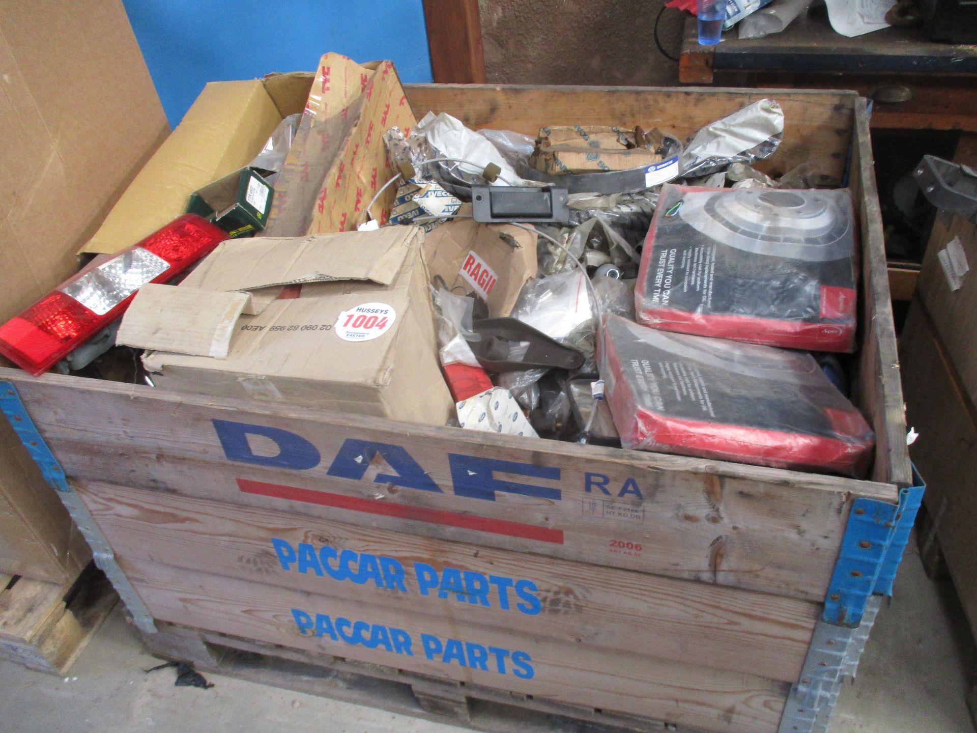 CRATE OF COMMERCIAL VEHICLE COMPONENTS