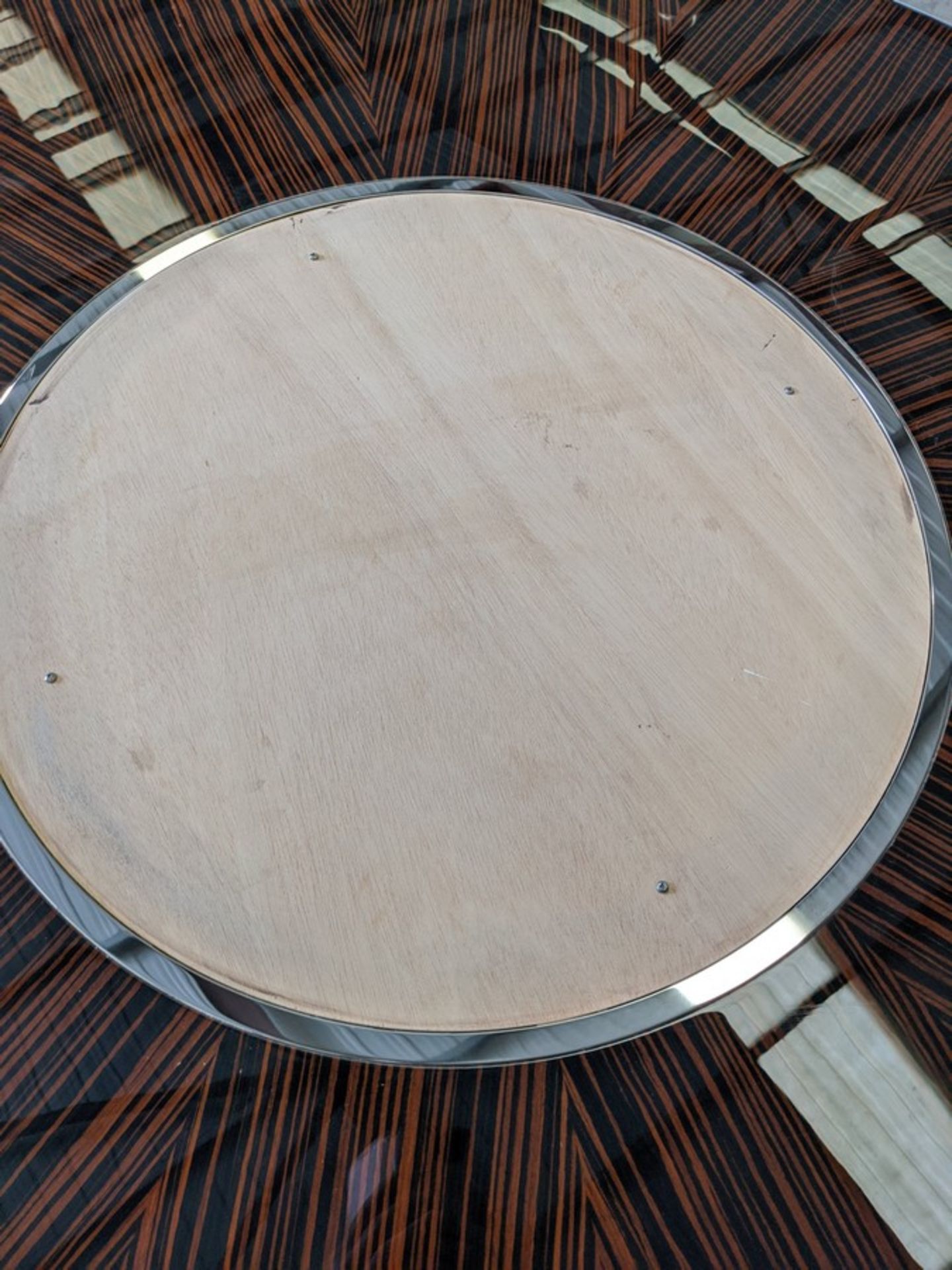 Round Zebrano coffee table 1450 O 400mm table - Image 6 of 6