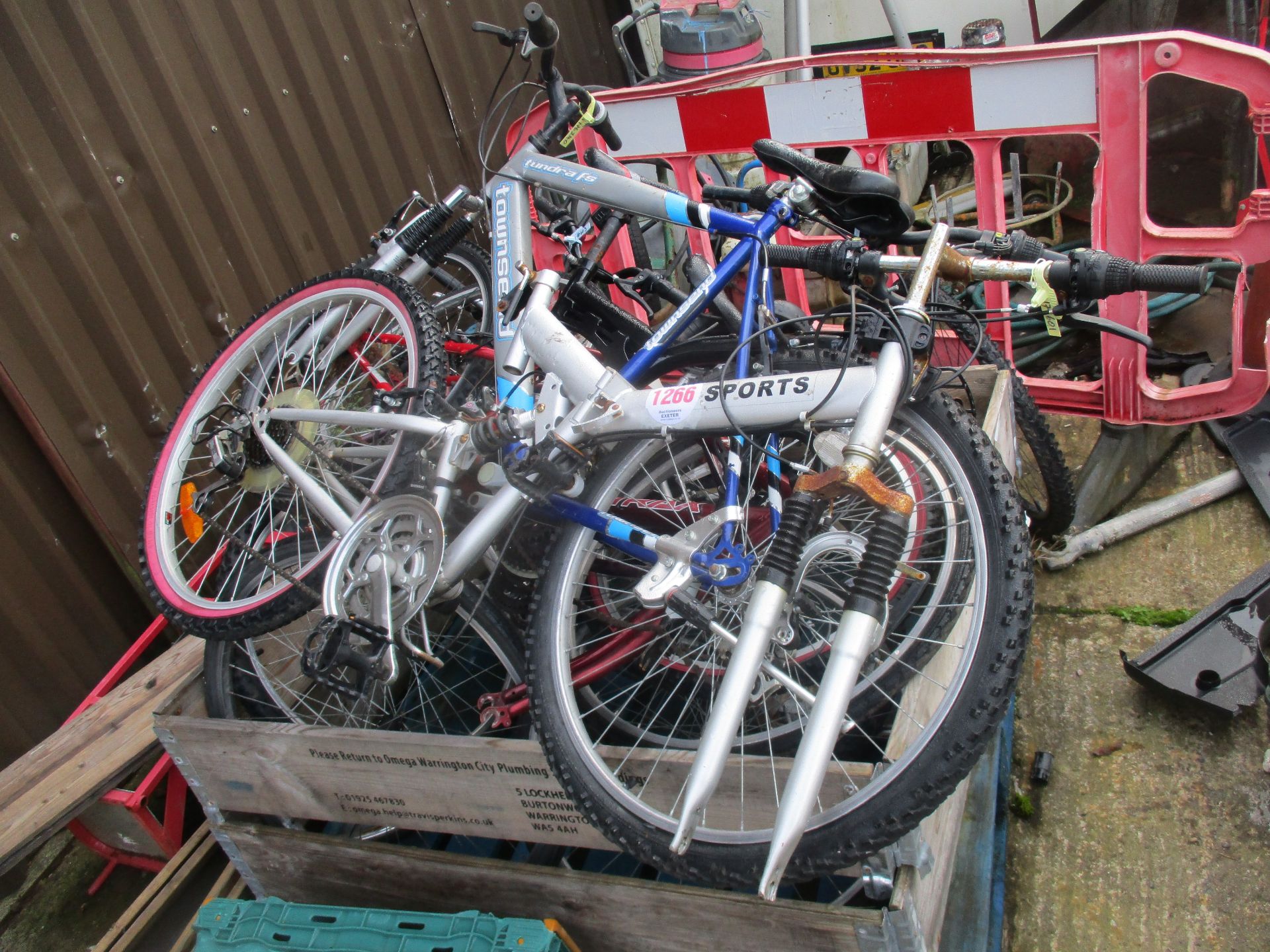 CRATE OF BIKE FRAMES & PARTS